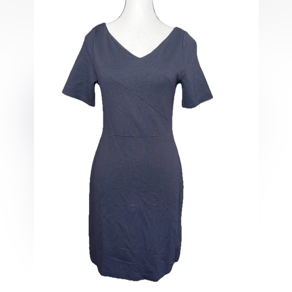 Banana Republic Dress Size 4 Navy Blue Dot Short Sleeve Sheath Office Career
